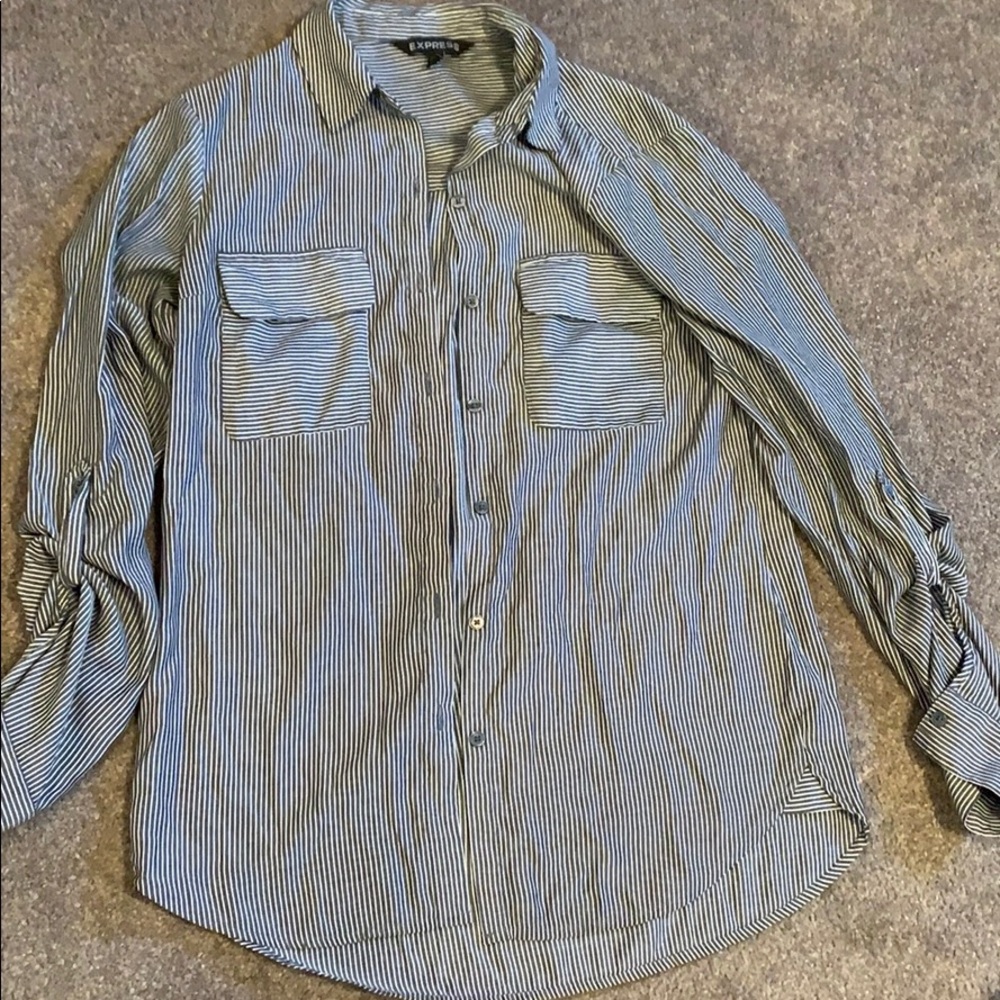 Grey & White Button Down